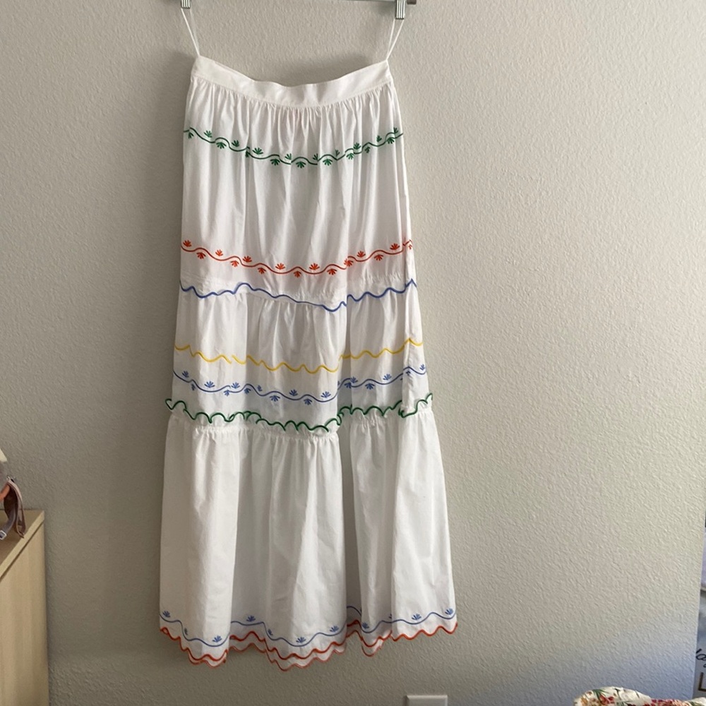 Tory Burch white maxi skirt with colorsful details